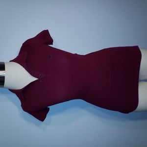 AEROPOSTALE POLO SHIRT XS Slim NEW WT Burgundy cap sleeve Stretch long length